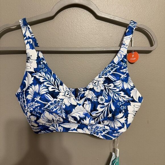 Seafolly Women's Standard F Cup Cross Front Bra Bikini Top Swimsuit size 6 - Picture 2 of 7